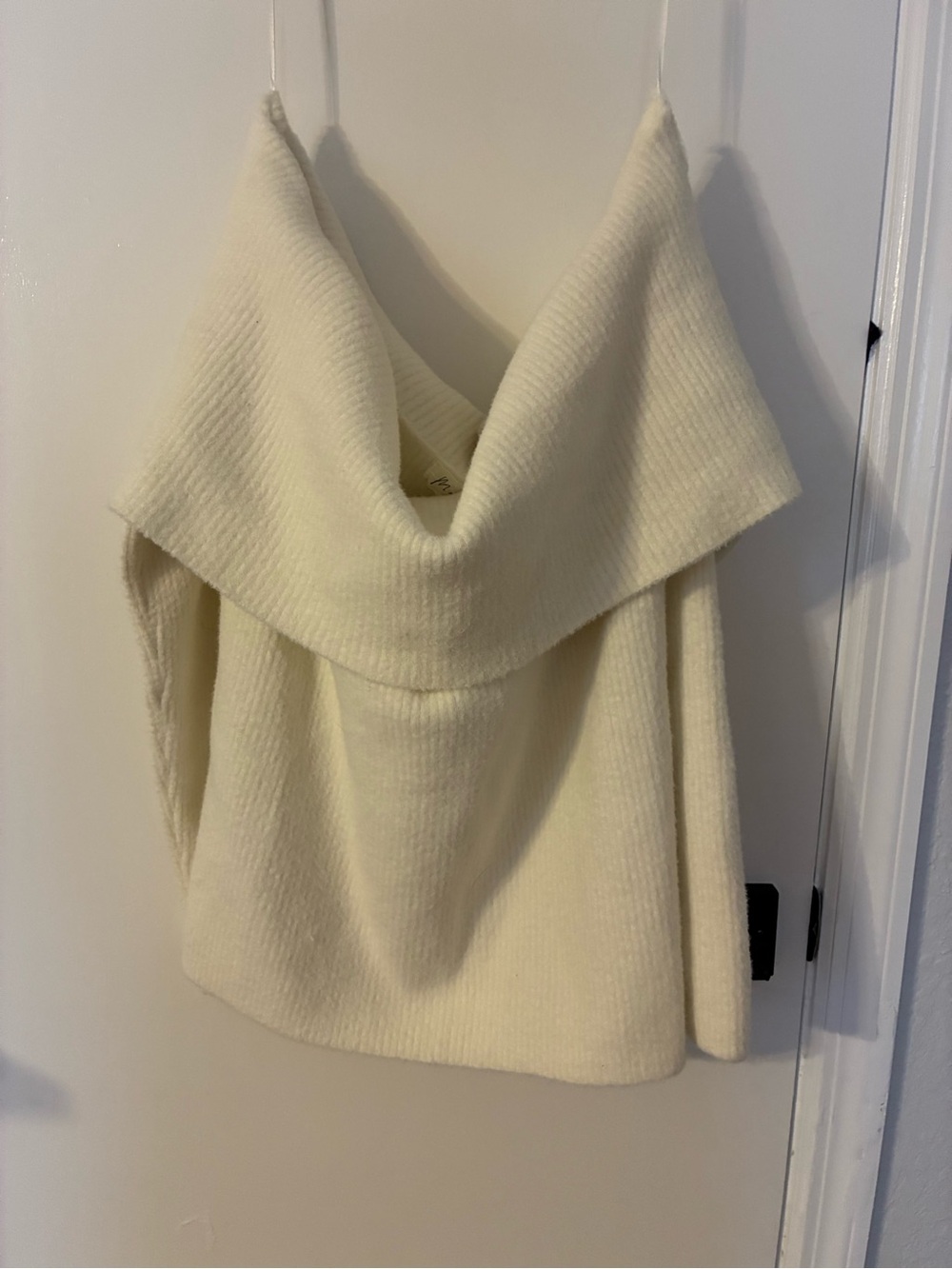 Cozy Off-White Off-the-Shoulder Cowl Neck Sweater